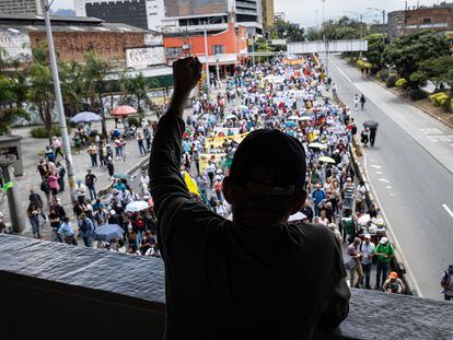 Una protesta en Medellín, el 8 de febrero.