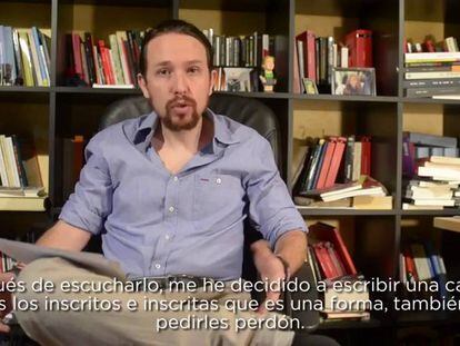 Pablo Iglesias pide perdón a los inscritos en Podemos.