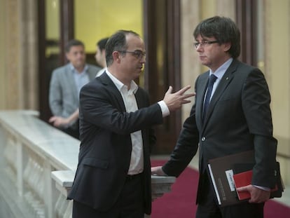 Jordi Turull i Carles Puigdemont, al Parlament el 2016.