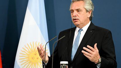 El presidente argentino durante una conferencia en Berlín, el pasado 11 de mayo.