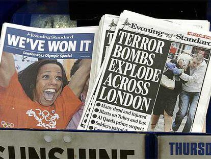 Edición especial del tabloide <b><i>Evening Standard</b></i>, en los quioscos londinenses.