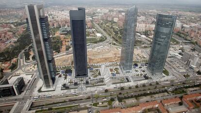 Vista aérea de la zona empresarial de Madrid.