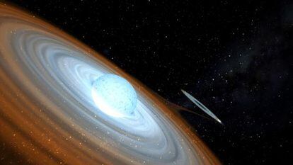 Reconstrucción de un agujero negro de un sistema binario como el de V404 Cygni.