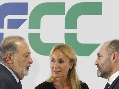 Carlos Slim, propietario de FCC, Esther Alcocer Koplowitz, presidenta de la compañía, Pablo Colio, consejero delegado.