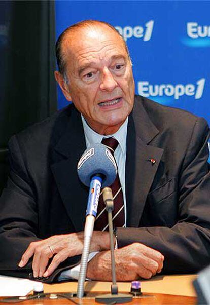El presidente Chirac, durante la entrevista en la emisora Europa 1.
