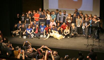 Foto de conjunt de tots els premiats en els Ovidi d'enguany.