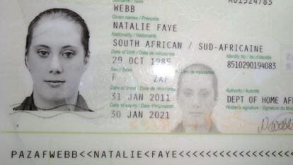 Una imagen del falso pasaporte surafricano de Samantha Lewthwaite.