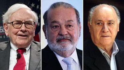 Warren Buffett, Carlos Slim y Amancio Ortega.