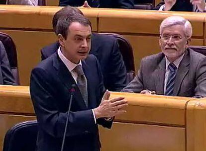 El presidente, durante la sesión de control al Gobierno en el Senado.