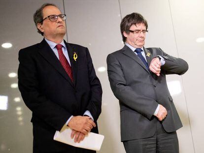 Quim Torra y Carles Puigdemont en Berlín en mayo de 2018.