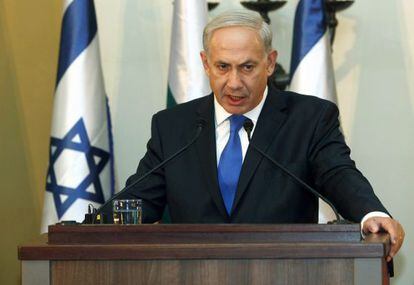 El primer ministro israel&iacute;, Benjam&iacute;n Netanyahu, en una rueda de prensa con su hom&oacute;logo b&uacute;lgaro, en Jerusal&eacute;n.