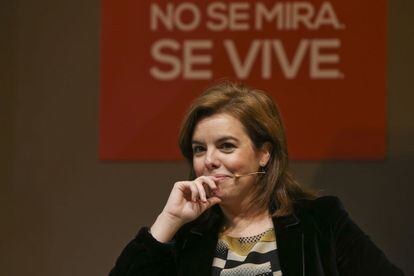 La vicepresidenta del Gobierno, Soraya Sáenz de Santamaría, en la presentación de la nueva oferta de Valladolid.