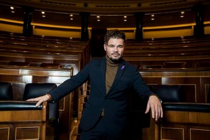 Gabriel Rufián, en el hemiciclo del Congreso este jueves. 