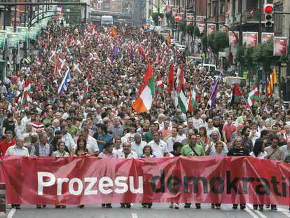 Manifestación <i>abertzale</i> de ayer en Bilbao.