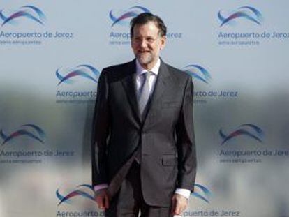 Rajoy, a su llegada a J&eacute;rez para asistir a la cumbre de C&aacute;diz.
