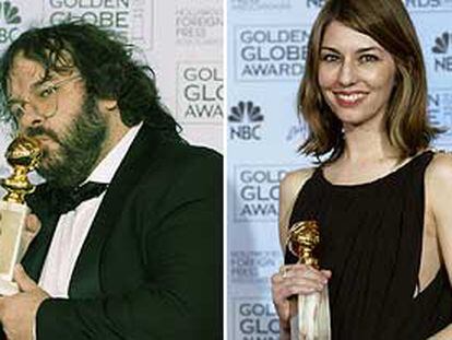 Peter Jackson besa el Globo de Oro al mejor director por <i>El retorno del rey</i> (izquierda) y Sofia Coppola con su premio a la mejor comedia por <i>Lost in translation</i>.