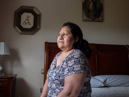 Margarita Chango, fotografiada en casa de uno de sus empleadores en Badajoz el 5 de mayo de 2020.