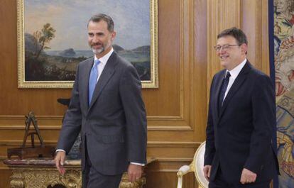 El rey Felipe VI y el presidente de la Generalitat esta tarde en la Zarzuela.
