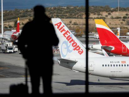 Aviones de Air Europa e Iberia en Barajas.