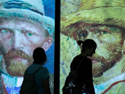 Retratos de Van Gogh en la exposición dedicada al pintor holandés.