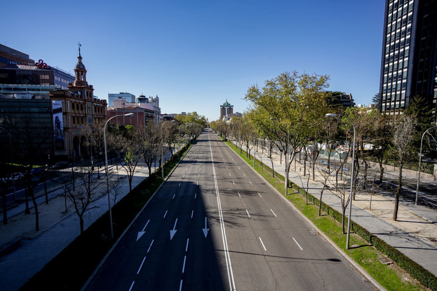 El Paseo de la Castellana, en Madrid (España) este sábado.