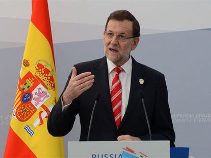 Mariano Rajoy, durante la conferencia de prensa que ofreció ayer en San Petersburgo.