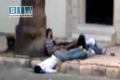 Cadáveres de manifestantes en Homs, en una imagen de un vídeo cedido por Shaam News Network.