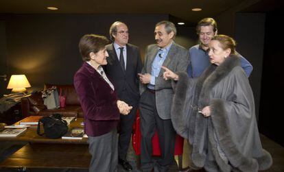 De izquierda a derecha, Adela Cortina, Ángel Gabilondo, Ángel Cappa, Javier Gomá y Amelia Valcárcel, en CaixaForum de Madrid.