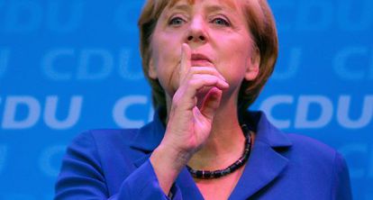 Angela Merkel, hoy, en Berl&iacute;n.  