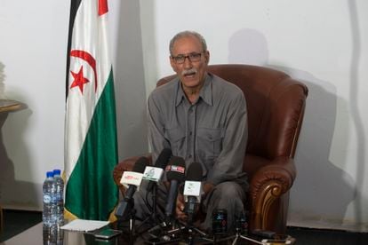 El líder del Frente Polisario y presidente de la República Árabe Saharaui Democrática (RASD), Brahim Gali, en una rueda de prensa en 2016.
