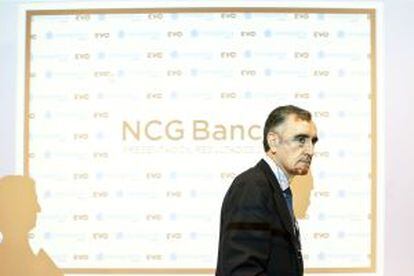 El presidente de Novagalicia Banco, Jos&eacute; Mar&iacute;a Castellano, ayer en Santiago. 