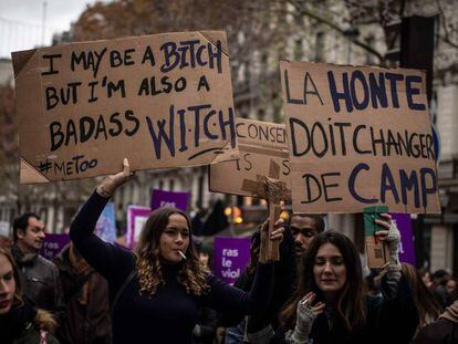 Manifestantes contra la violencia machista en noviembre en París