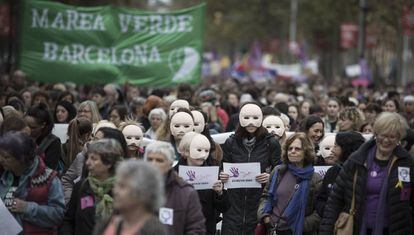 Manifestacion en Barcelona el 25 de noviembre, día internacional contra la violencia de género. 