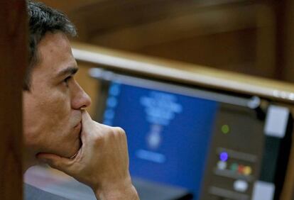 El lídel del PSOE, Pedro Sánchez, durant el ple del Congrés.
