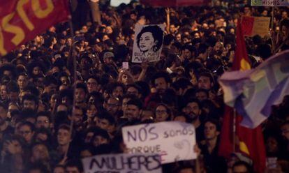 Una manifestación por el asesinato de Marielle Franco en Río de Janeiro.