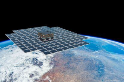 Recreación de un satélite de AST SpaceMobile
