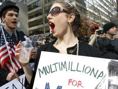 Indignados del movimiento &#039;Occupy Wall Street&#039; en Nueva York.  