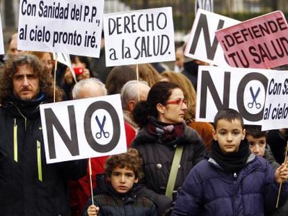 Una manifestación en defensa de la sanidad el pasado enero.