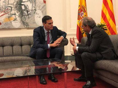 Reunión entre Pedro Sánchez y Quim Torra en Barcelona. Vídeo: Llegada a Pedralbes. 