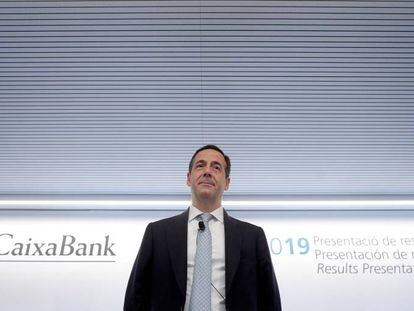 El consejero delegado de CaixaBank, Gonzalo Gortázar, durante la presentación de resultados del tercer trimestre del 2019 . 