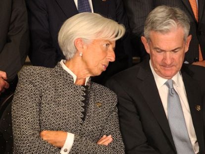 Christine Lagarde, presidenta del BCE, y Jerome Powell, presidente de la Fed.