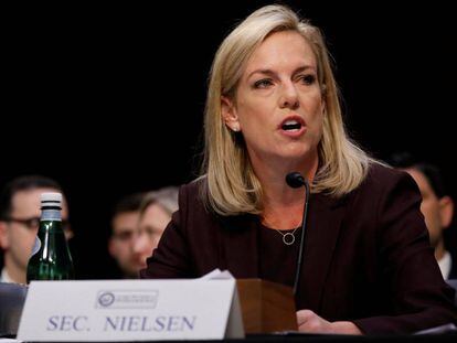 La secretaria de Seguridad Interior estadounidense, Kirstjen Nielsen, este miércoles durante su comparecencia en el Senado.