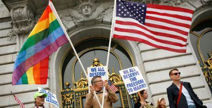 Manifestaci&oacute;n a favor del matrimonio gay en Estados Unidos.