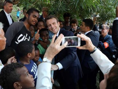 El presidente Macron el viernes en Nouméa (Nueva Caledonia)