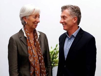 Christine Lagarde, directora gerente del FMI, y Mauricio Macri, presidente de Argentina. 