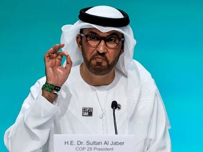 Sultan Ahmed Al Jaber, presidente de la cumbre COP28, el lunes en Dubái.