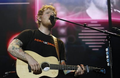 Ed Sheeran, en su concierto de anoche en Madrid.