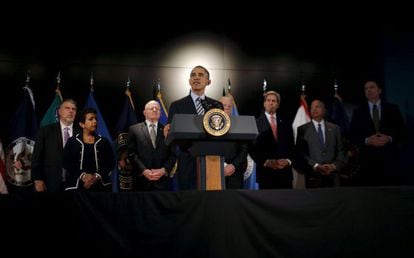 Obama, este jueves, junto a su equipo de seguridad nacional