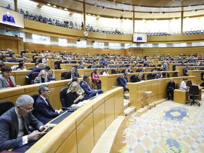 Sesión parlamentaria del Congreso para la reforma del artículo 49 de la Constitución, celebrada este jueves en el Senado.