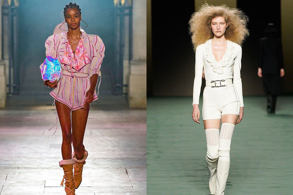 A la izquierda, uno de los ‘looks’ de la colección primavera-verano de Isabel Marant. A la derecha, una de las propuestas de Hermès para otoño-invierno 2023.